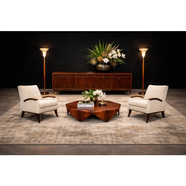 A substantial and architecturally composed credenza in richly figured rosewood, designed by Giuseppe Scapinelli in Brazil...