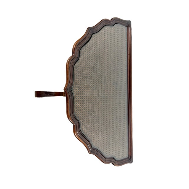 Wood Vintage Southampton Demilune Console Table With Cane & Glass Top For Sale - Image 7 of 18