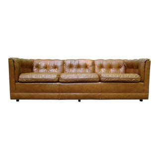 1970's Drexel Modern Tufted Leather Sofa For Sale