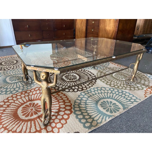 Gold 1950s Androgynous Figural Cast Iron Gueridon Coffee Table After Alberto Giacometti For Sale - Image 8 of 12