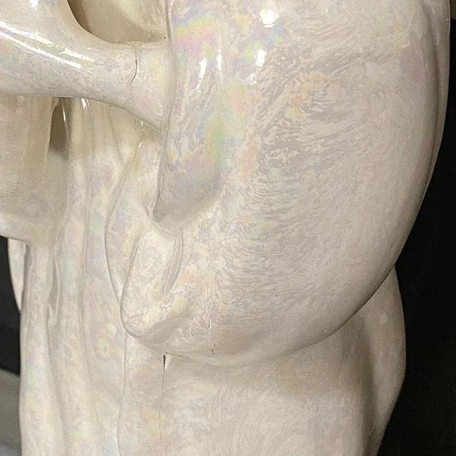 Ceramic Ceramic Pearlized Glaze Chinoiserie Statues - a Set of 2 For Sale - Image 7 of 9