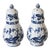 Vintage Blue & White Ceramic Salt & Pepper Shakers For Sale