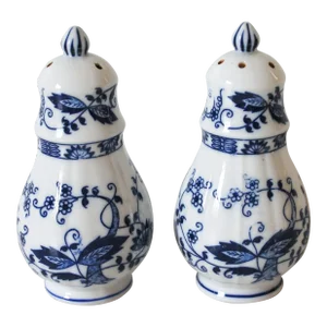 Vintage Blue & White Ceramic Salt & Pepper Shakers