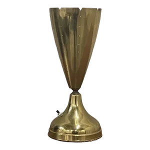 1960s American Designer Modernist Brass Lamp With Pierced Cone Shade