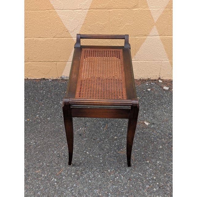 Vintage Wood and Cane Seat Piano or Vanity Bench For Sale - Image 9 of 9