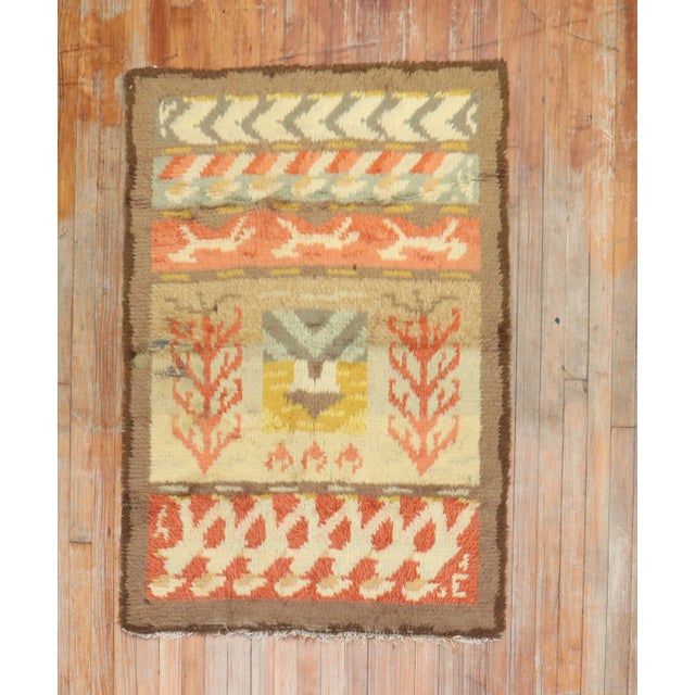 Vintage Swedish Rya, Rug - 3'1" x 4'4" For Sale - Image 9 of 9