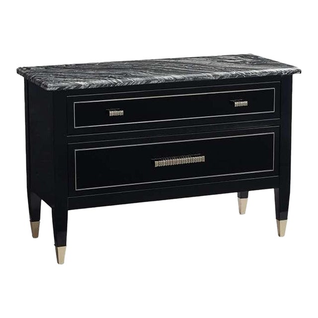 New Caracole Black Marble Modern en Vogue Nightstand Sig-419-065 For Sale
