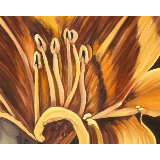 Textile 2000s "Daylilies" Large Gallery Wrapped Oil Painting by Judith Moore For Sale - Image 7 of 9