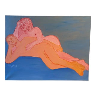 1970s Vintage Nude Figural Oil Painting by Molly Schiff For Sale