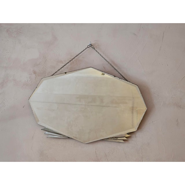 Art Deco Geometric Wall Mirror with Beveled Glass, 1930s For Sale - Image 16 of 16