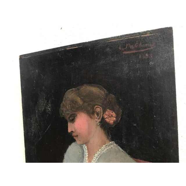 E. De Glanne, Portrait of a Lady, 1888, Oil on Board For Sale - Image 17 of 18