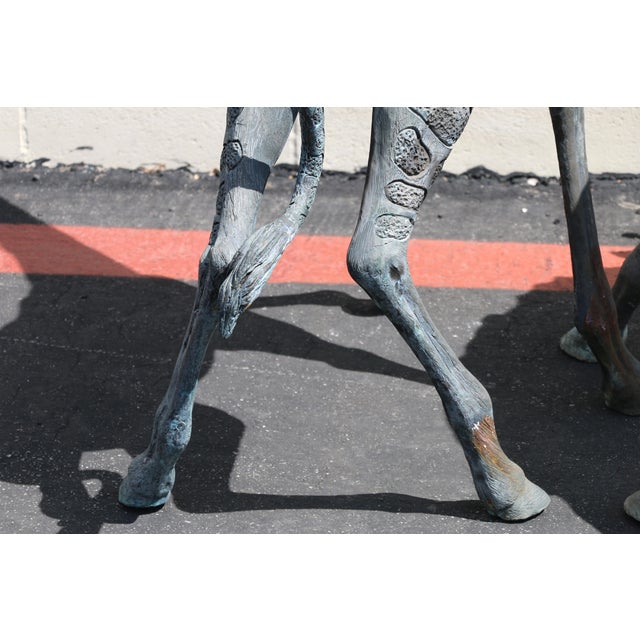 Vintage Pair of Large Bronze Giraffe Garden Sculptures – Outdoor Yard Art With Natural Patina For Sale - Image 11 of 18