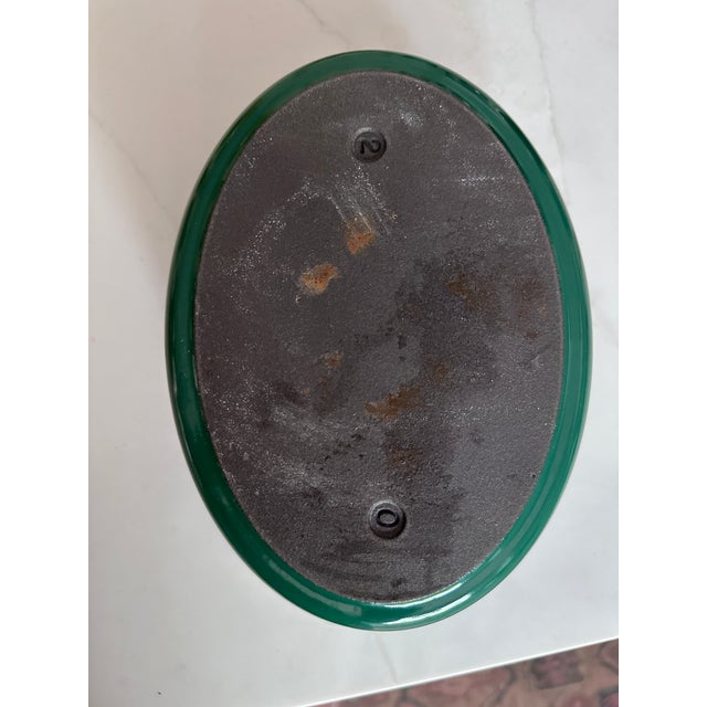 Metal Rare Vintage Le Creuset Duck Tureen – Cast Iron Lidded Baker in Emerald Green For Sale - Image 7 of 7