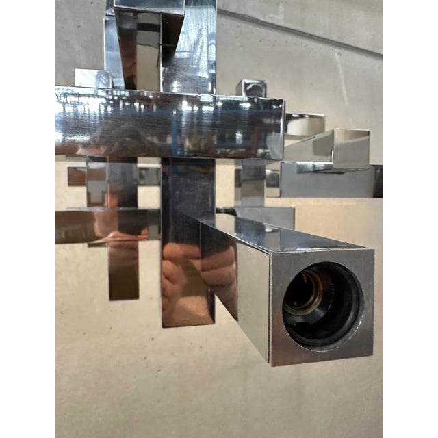 Silver Vintage Metric Hanging Lamp by Gaetano Sciolari For Sale - Image 8 of 11