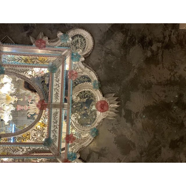 Glass Venetian Murano Glass Mirror For Sale - Image 7 of 10