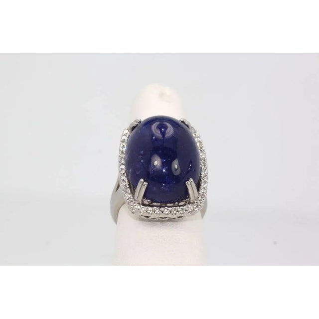 Tanzanite 35.39 Ct Cabochon High Dome Ladies Ring Size 6.5 For Sale - Image 11 of 11