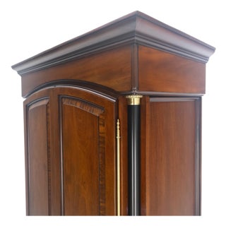Biedermeier Empire fusion Brown Mahogany Armoire Fitted 4 Drawers Storage Shelve For Sale