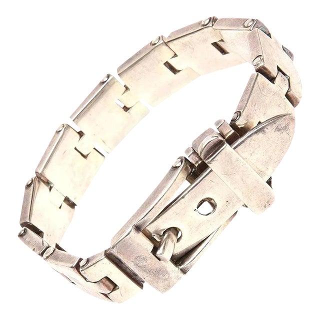 Vintage Sterling Silver Buckle Bracelet For Sale