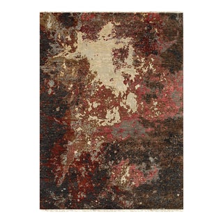 9x12 Lydia Lila Earthy Rustic Modern Hand Knotted Wool Abstraction Carpet Rug For Sale