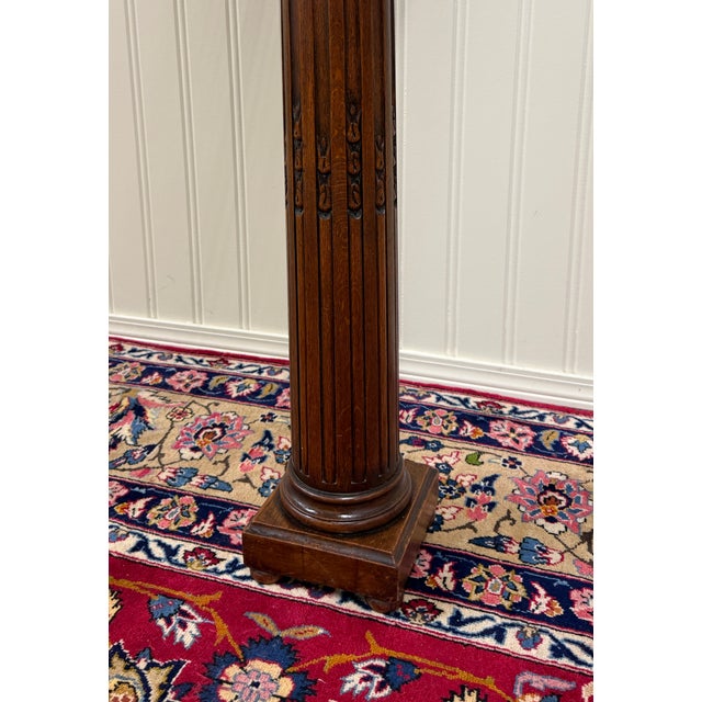 Antique French Oak Corinthian Column Pedestal Plant Stand Newel Post For Sale - Image 13 of 16