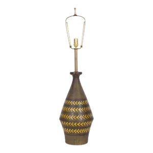 1960s Aldo Londi for Bitossi Yellow "Arrowhead" Ceramic Table Lamp