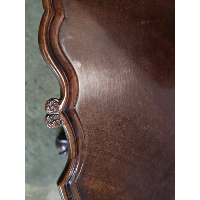 Wood Kindel Winterthur Collection Philadelphia Carved Mahogany Tilt Top Pie Table For Sale - Image 7 of 14