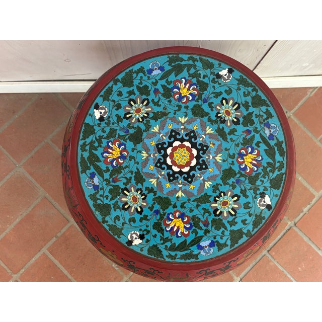 Mid 20th Century Red Painted Wood Garden Stool For Sale - Image 4 of 18