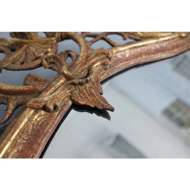 Antique Mirror with Carved Wooden Frame For Sale - Image 3 of 10