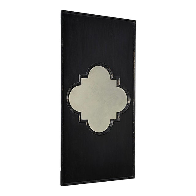 Noir Good Luck Mirror Hand Rubbed Black Finish With Gold For Sale