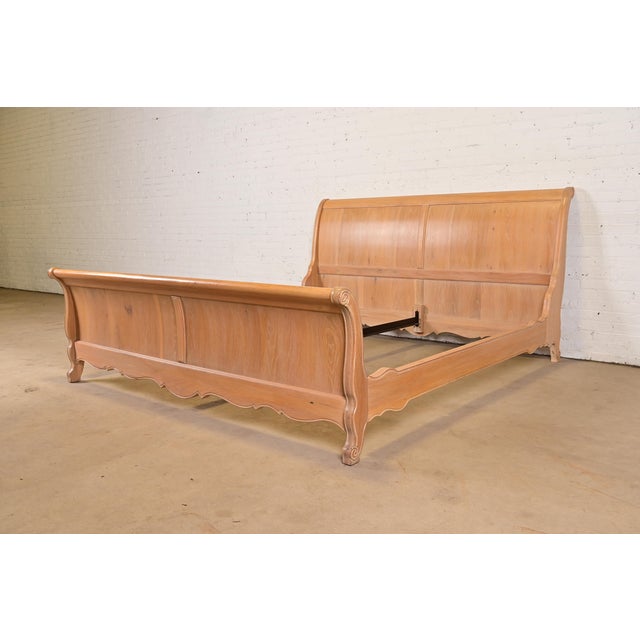 Thomasville French Country Carved Oak King Size Sleigh Bed For Sale - Image 13 of 13