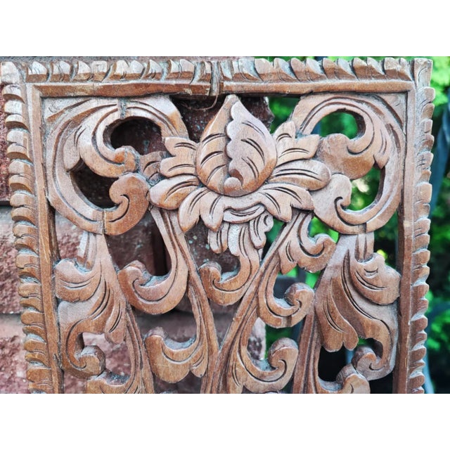 Wood Art Deco Asian Style Wooden Bas-Relief, 1920s For Sale - Image 7 of 9