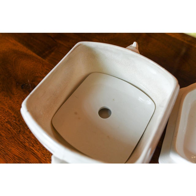 Ceramic Antique 1889 Johnson Brothers England Sylvan Brown Transferware Sardine Box W Drainer | 3-Piece Lidded Butter Tub Tureen For Sale - Image 7 of 10