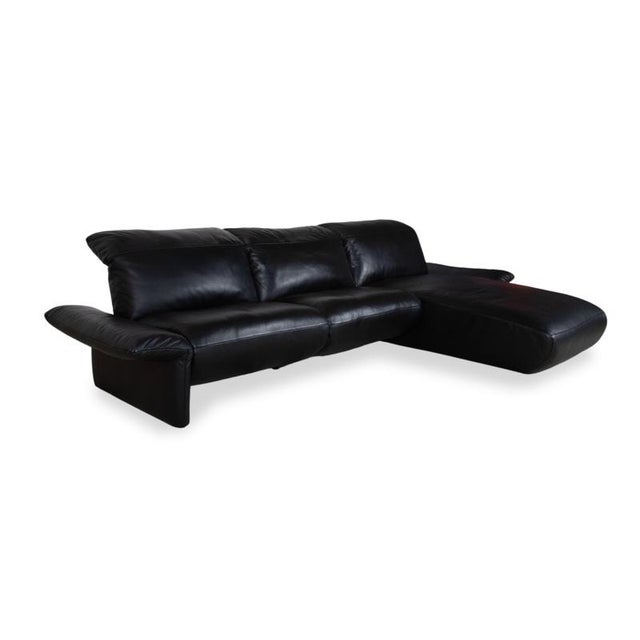 Modern Elena Corner Sofa in Black Leather from Koinor For Sale - Image 3 of 18