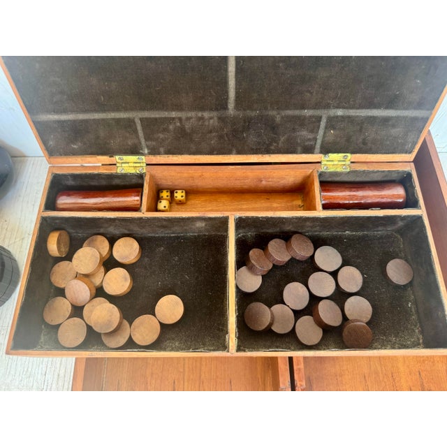 Rare Antique Coast Guard Handmade Inlaid Travel Backgammon Set For Sale - Image 11 of 12