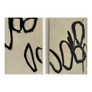 Abstract Painting Set of Two Picture | Modular Painting on Canvas in Contemporary Style For Sale