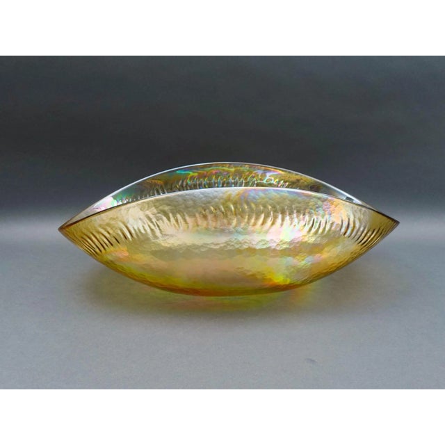 Mid 20th Century Yalos Casa Murano Signed Iridescent Gold Large Art Glass Centerpiece Bowl For Sale - Image 4 of 8
