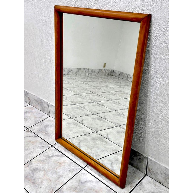 Mid-Century Modern 1970s Walnut Wood Framed Mirror by Lenoir Mirror Company For Sale - Image 3 of 10