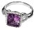 Late 20th Century 14K White Gold Micro Pave Diamond Amethyst Ring, Size 7 For Sale