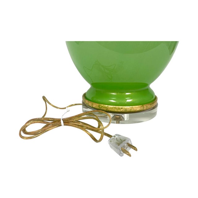 Mid Century Murano Glass Marbro Green & Gold Lamp, Restored Vintage