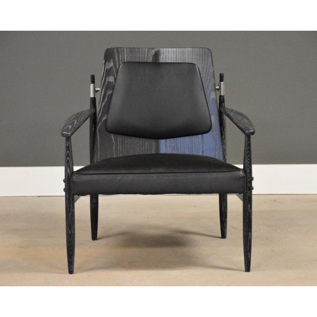 1950s 1950s Danish Modern Ebonized Black Cerused Lounge Chair For Sale - Image 5 of 12