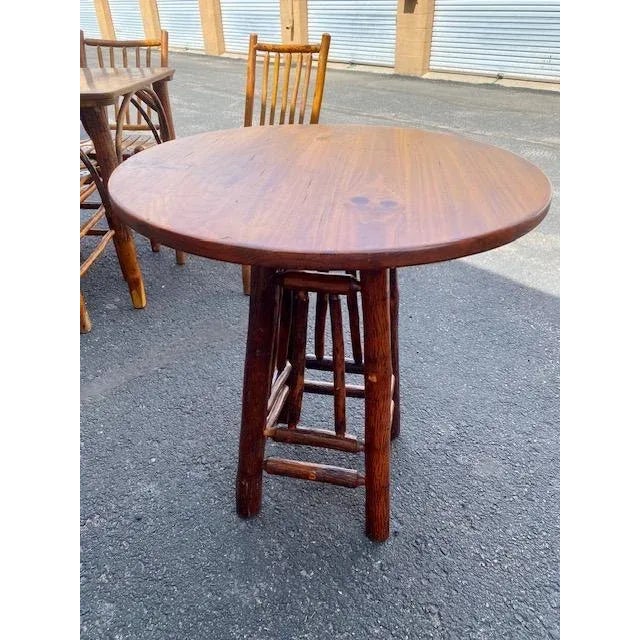 Farmhouse Hickory Wood Side Table For Sale - Image 3 of 3