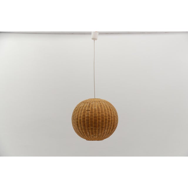 Wood Vintage Rattan Globe Pendant Lamp, 1960s For Sale - Image 7 of 8