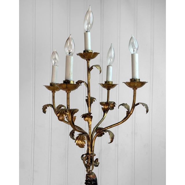 Vintage Italian Venetian Figural Boy Candelabra Table Lamp For Sale - Image 11 of 16