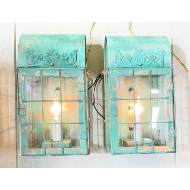 Funky Artistic Hand-Crafted Solid Copper Wall Lanterns. For Sale - Image 4 of 15