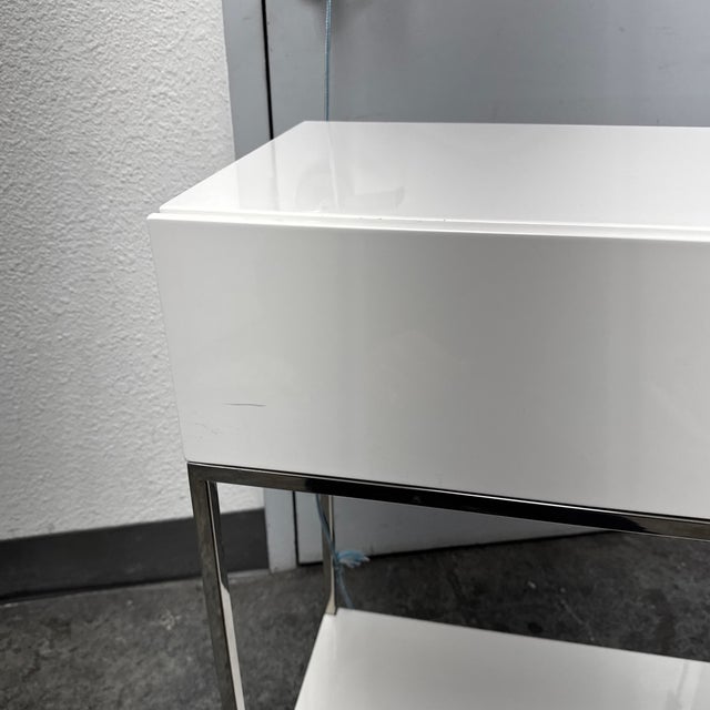 West Elm White Lacquer Console Table + Storage For Sale - Image 12 of 12