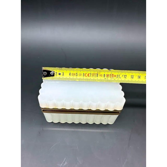 Ivory Antique Satin Opaque Glass Box with Bronze Frame, 1890s For Sale - Image 8 of 10