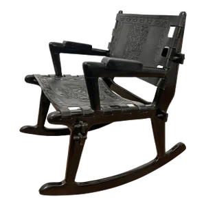 C. 1960s Angel Pazmino Sculptural Handmade Leather Rocker Circa 1960s