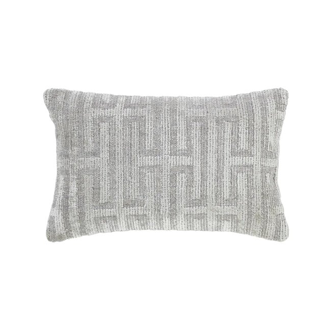 Modern Pearl Gray Geometric Throw Pillow For Sale - Image 4 of 4