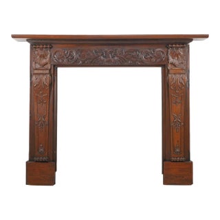 Highly Carved Victorian Wooden Mantel For Sale