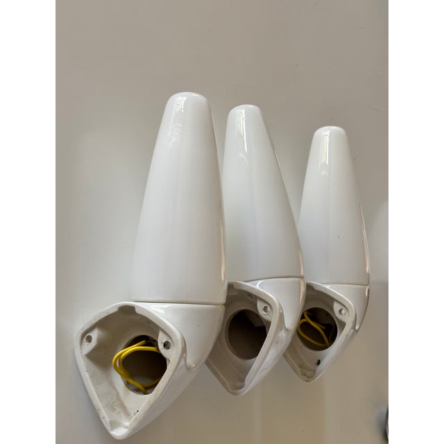 Mid-Century Modern Swedish Ceramic 6035 Wall Lights by Stig Carlsson for Ifö, 1950s, Set of 3 For Sale - Image 3 of 14
